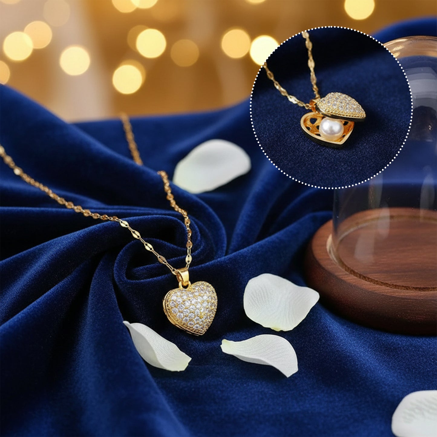 Open Heart Pearl Pendant