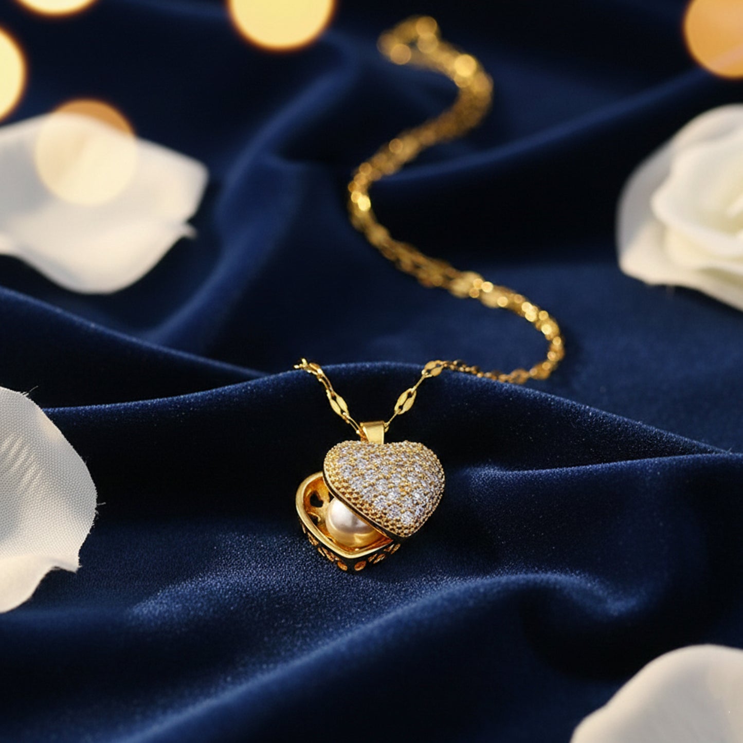 Open Heart Pearl Pendant