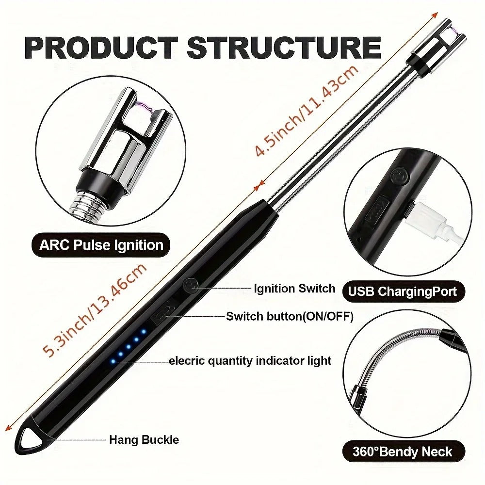 No Flame, No Gas – Rechargeable Plasma Arc Lighter (Windproof)